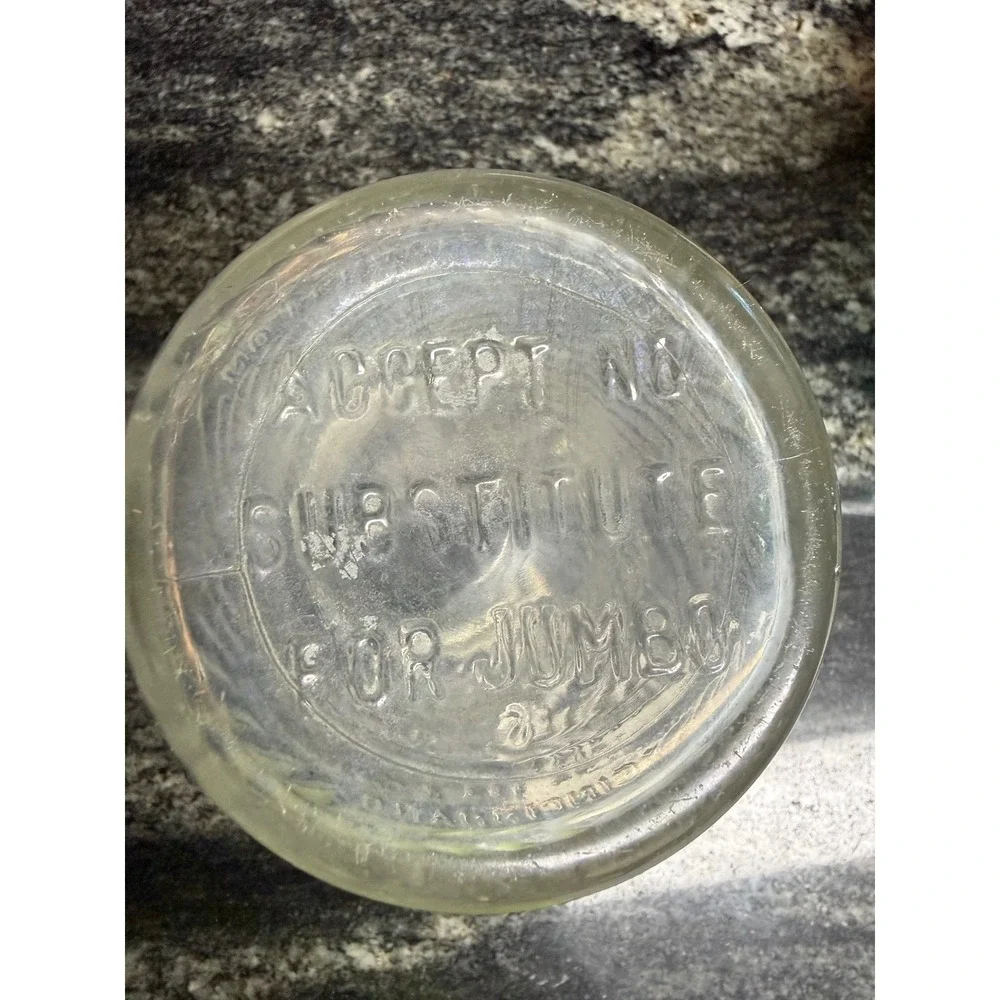 Vintage 1lb Jumbo Brand Peanut Butter Jar Elephant Logo Frank Tea & Spice Glass
